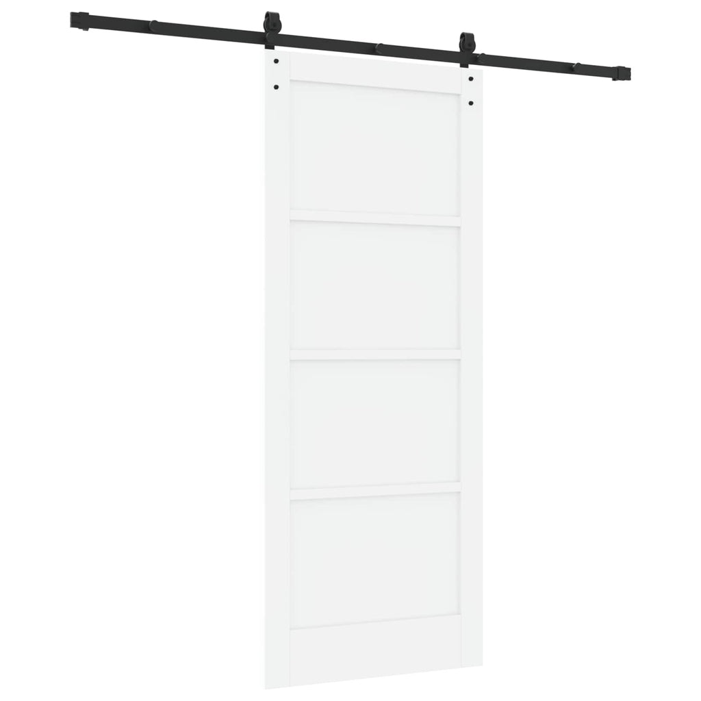 Porta Scorrevole Bianco 83 x 202 cm Legno Massello di Pino