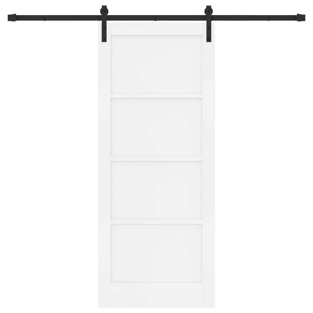 Porta Scorrevole Bianco 83 x 202 cm Legno Massello di Pino