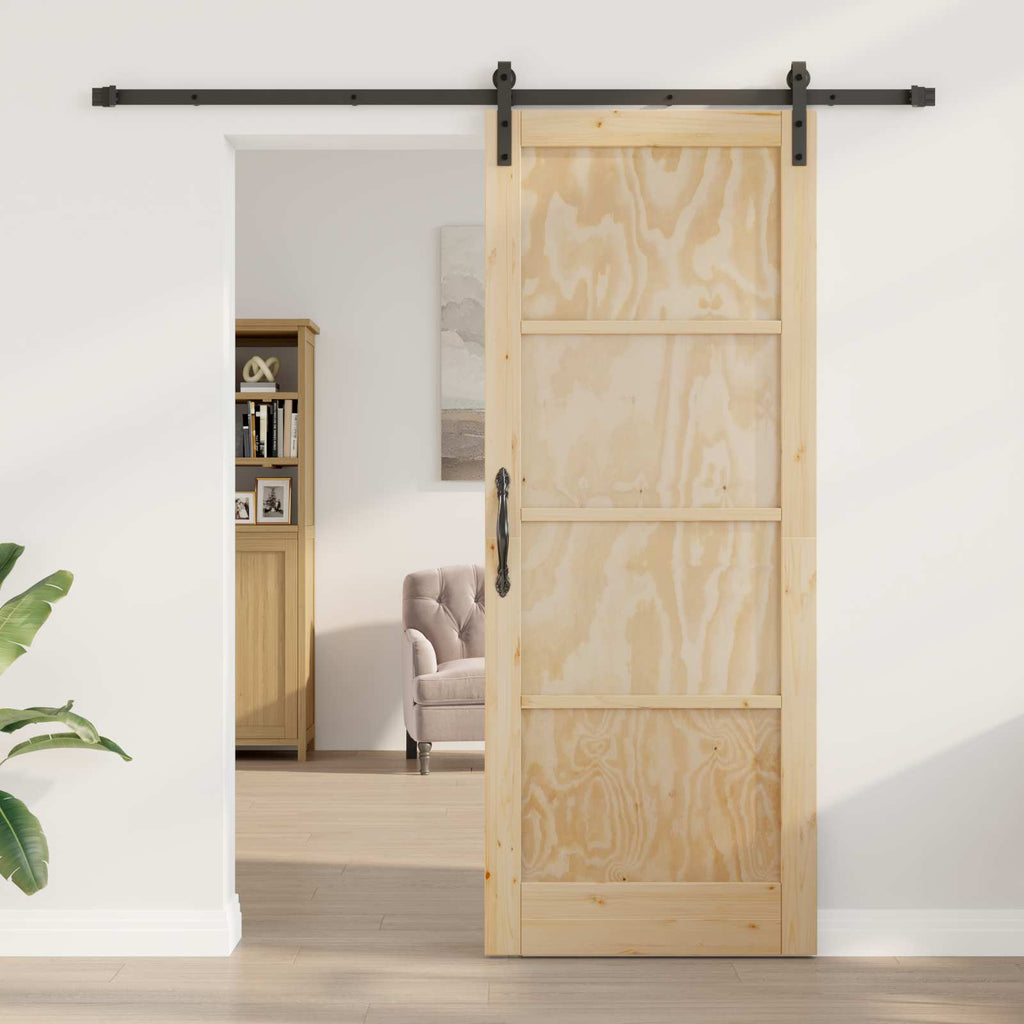 Porta Scorrevole Legno Massello di Pino Naturale 83 x 211 cm