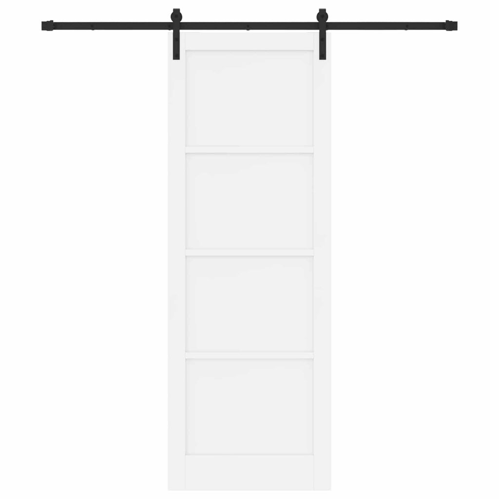Porta Scorrevole Bianco 83 x 232 cm Legno Massello di Pino