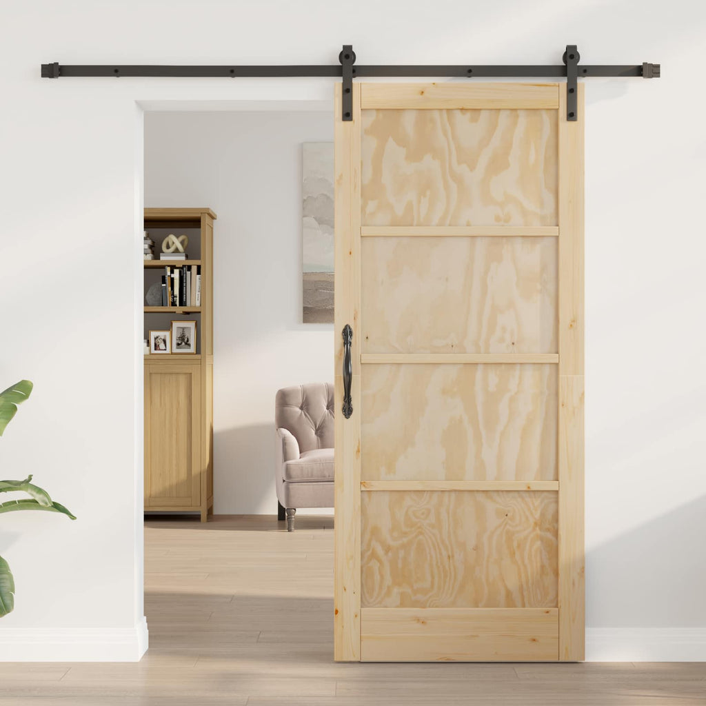 Porta Scorrevole Legno Massello di Pino Naturale 86 x 198,5 cm