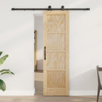 Porta Scorrevole Legno Pino Naturale e Nero 61 x 198,5 cm