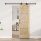 Porta Scorrevole Legno Pino Naturale e Nero 61 x 198,5 cm