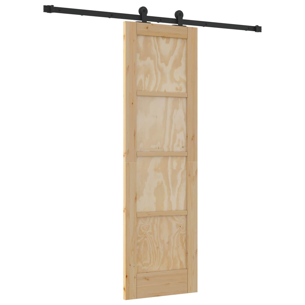 Porta Scorrevole Legno Pino Naturale e Nero 61 x 198,5 cm
