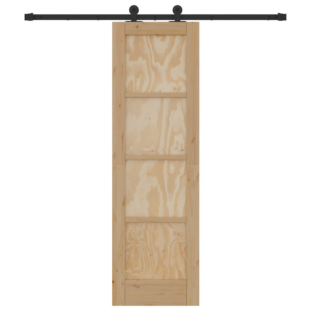 Porta Scorrevole Legno Pino Naturale e Nero 61 x 198,5 cm