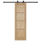 Porta Scorrevole Legno Pino Naturale e Nero 61 x 198,5 cm