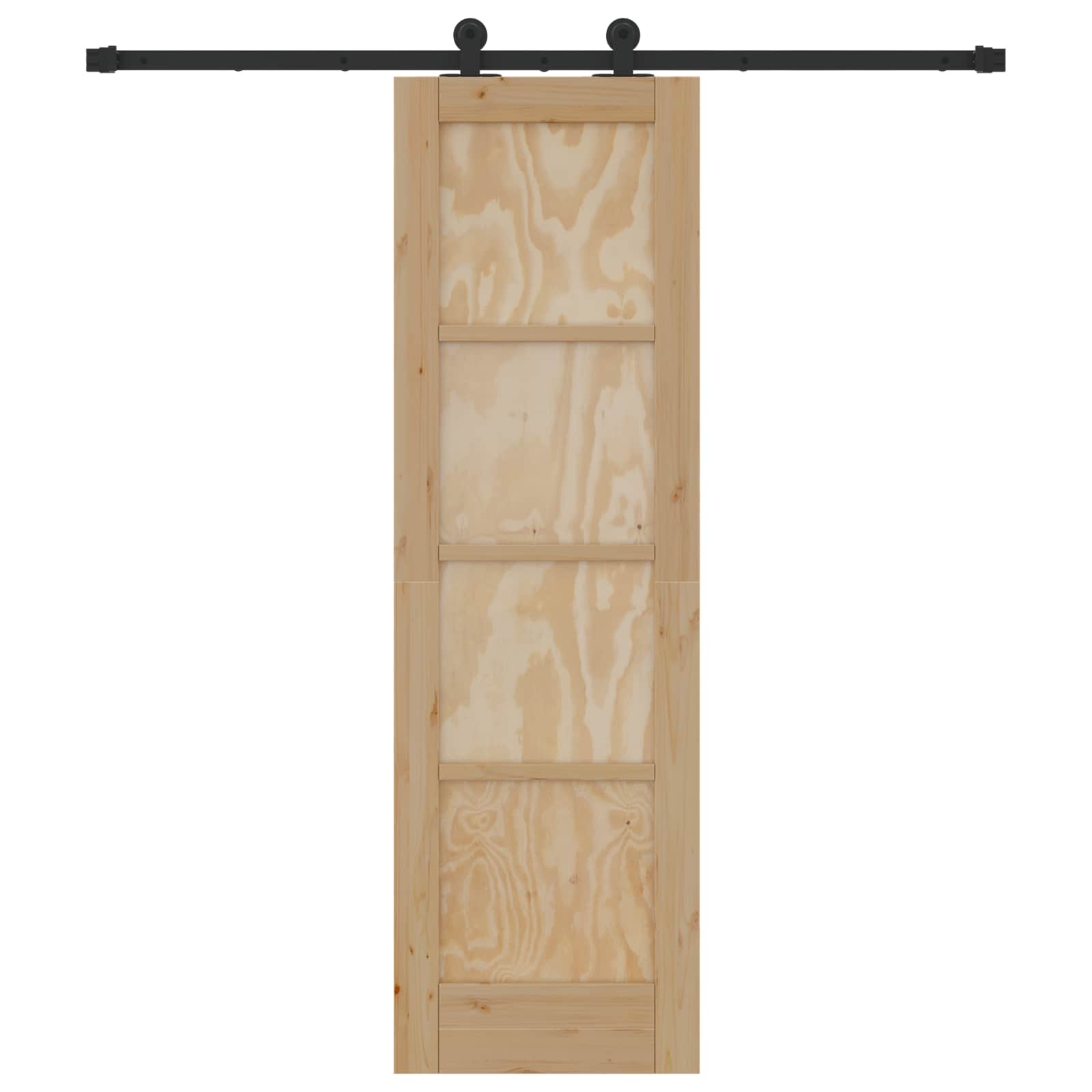 Porta Scorrevole Legno Pino Naturale e Nero 61 x 198,5 cm