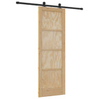 Porta scorrevole in legno di pino naturale e nero 73,5 x 211 cm