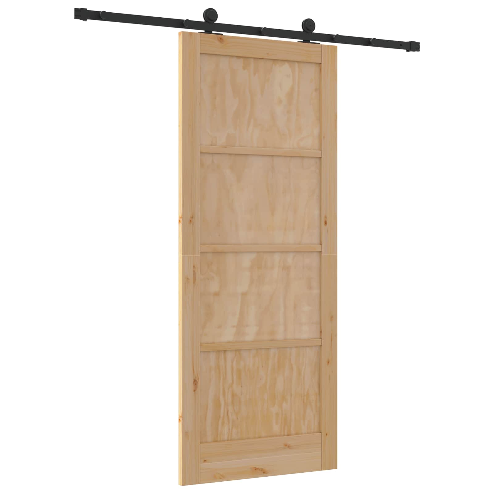 Porta scorrevole in legno di pino naturale e nero 83 x 202 cm