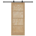 Porta scorrevole in legno di pino naturale e nero 83 x 202 cm