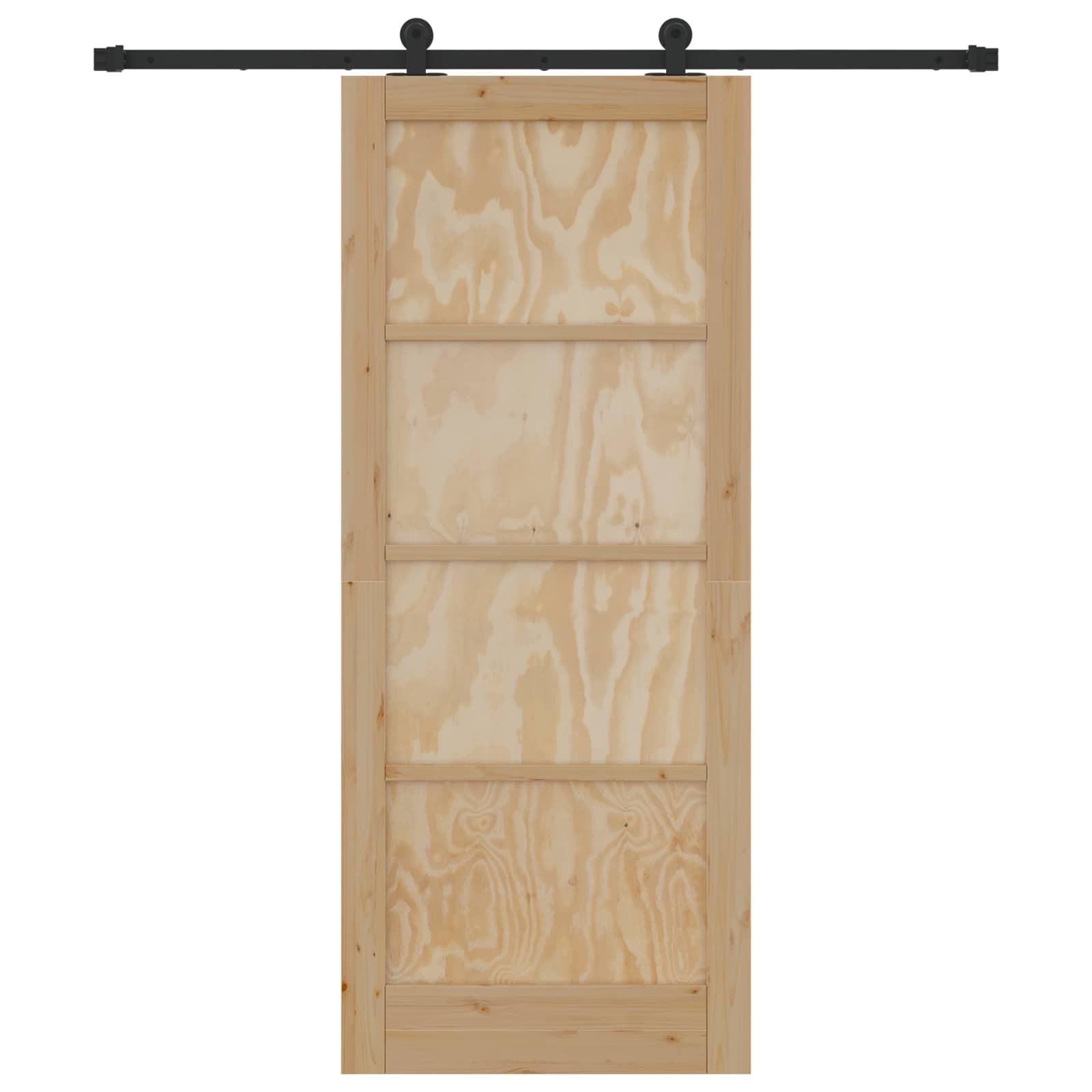 Porta scorrevole in legno di pino naturale e nero 83 x 202 cm