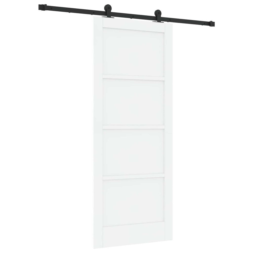 Porta Scorrevole Bianco e Nero 83 x 202 cm - Legno di Pino e Acciaio
