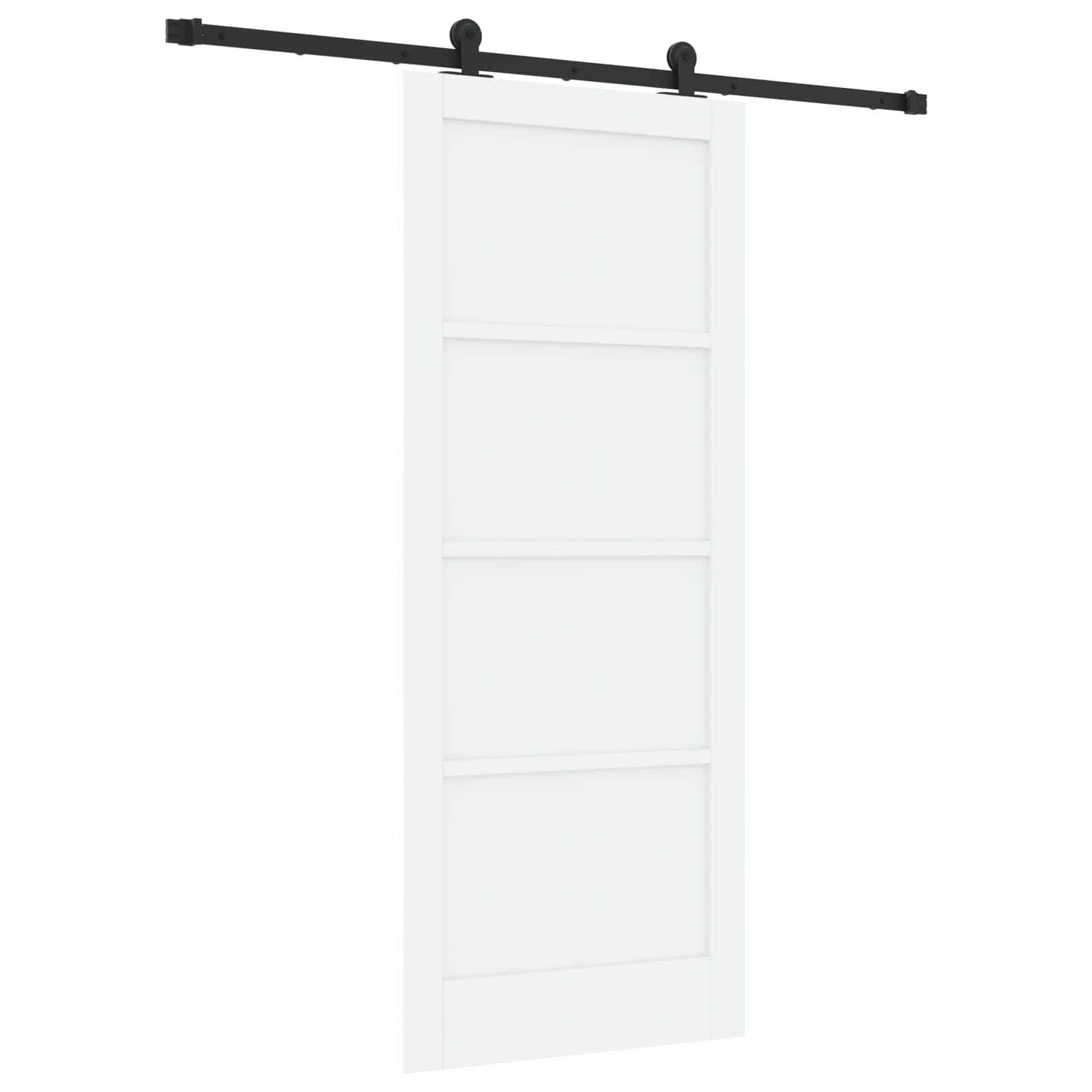 Porta Scorrevole Bianco e Nero 83 x 202 cm - Legno di Pino e Acciaio