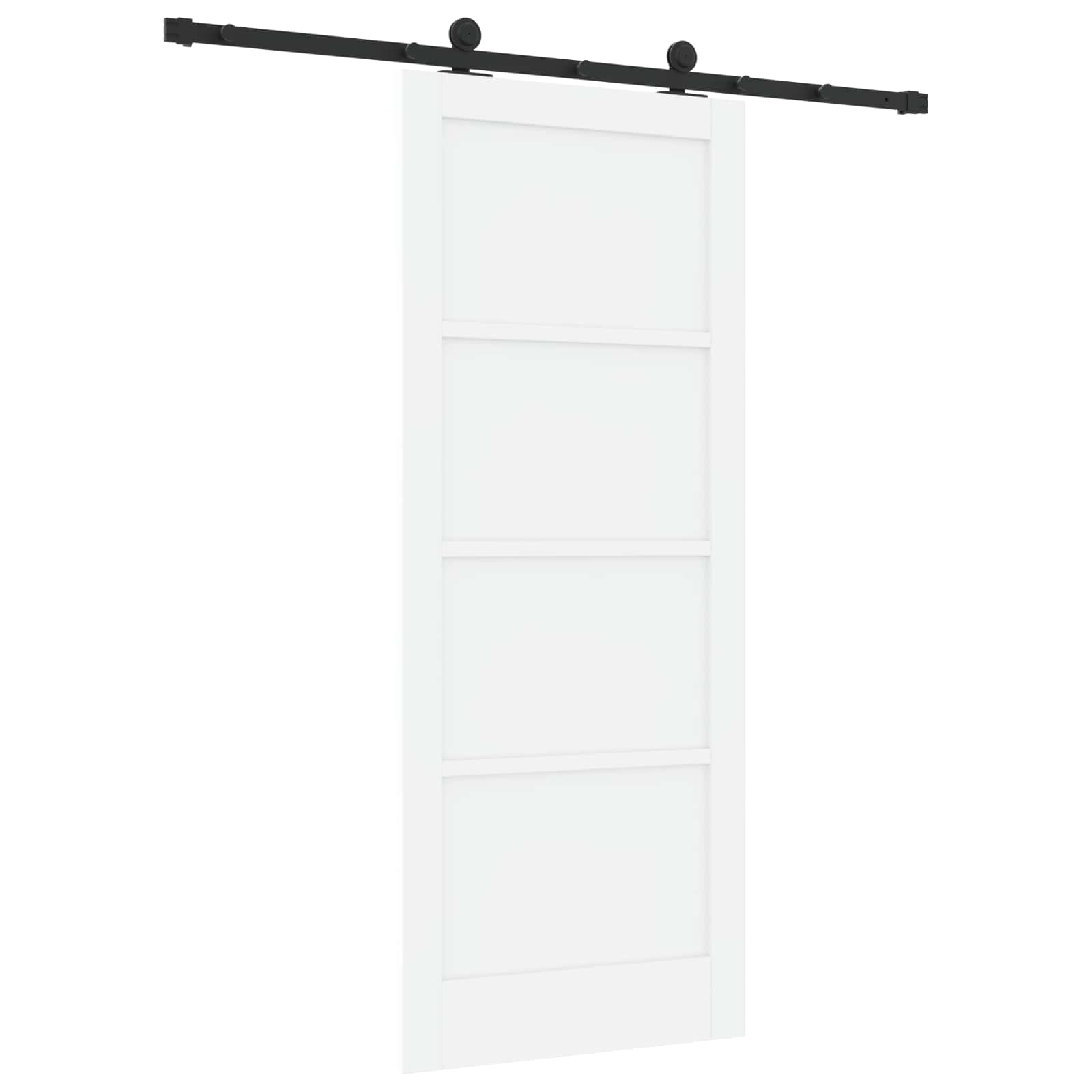 Porta Scorrevole Bianco e Nero 83 x 202 cm - Legno di Pino e Acciaio