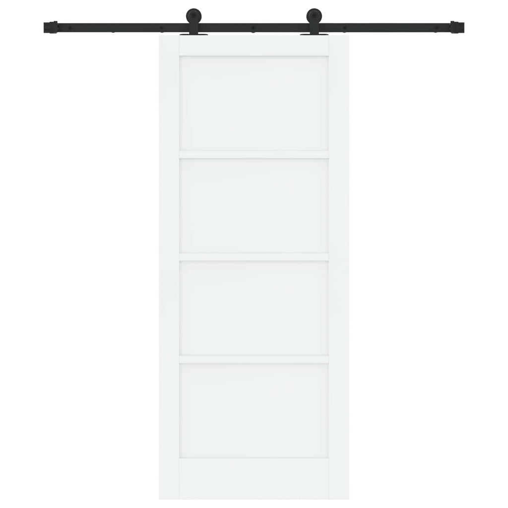 Porta Scorrevole Bianco e Nero 83 x 202 cm - Legno di Pino e Acciaio