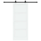 Porta Scorrevole Bianco e Nero 83 x 202 cm - Legno di Pino e Acciaio