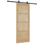 Porta Scorrevole Legno Pino Naturale e Nero 83 x 211 cm