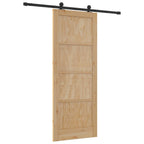 Porta Scorrevole Legno Pino Naturale e Nero 83 x 211 cm