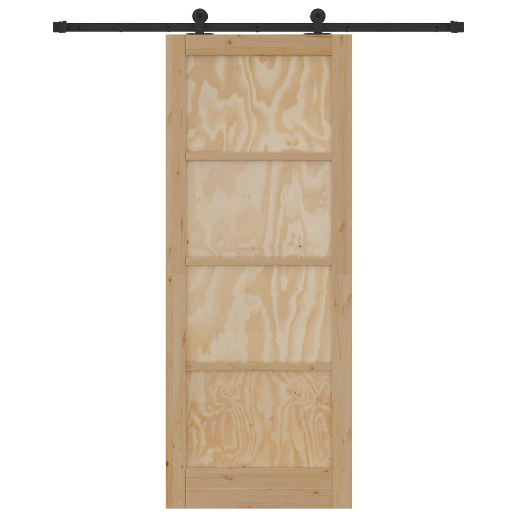 Porta Scorrevole Legno Pino Naturale e Nero 83 x 211 cm