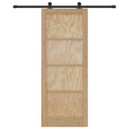 Porta Scorrevole Legno Pino Naturale e Nero 83 x 211 cm
