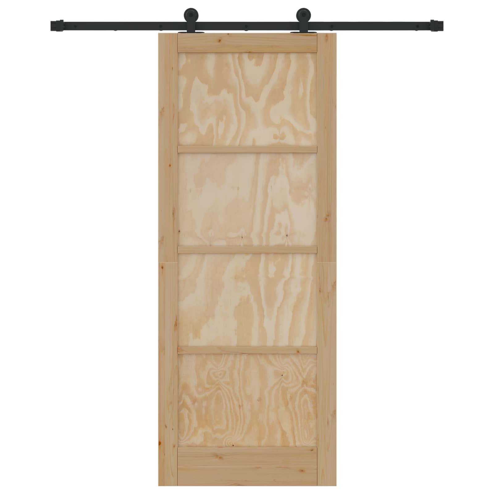 Porta Scorrevole Legno Pino Naturale e Nero 83 x 211 cm