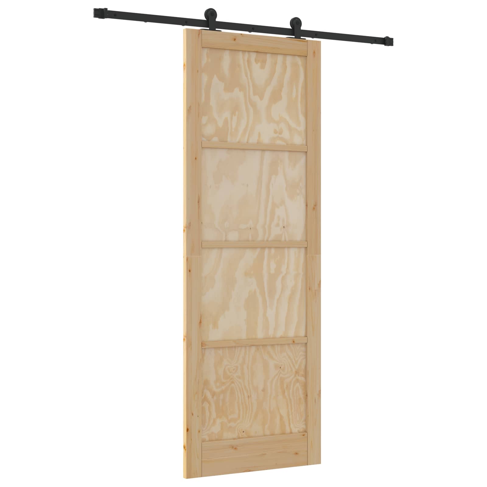 Porta Scorrevole Legno Pino Naturale e Nero 83 x 232 cm