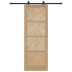 Porta Scorrevole Legno Pino Naturale e Nero 83 x 232 cm