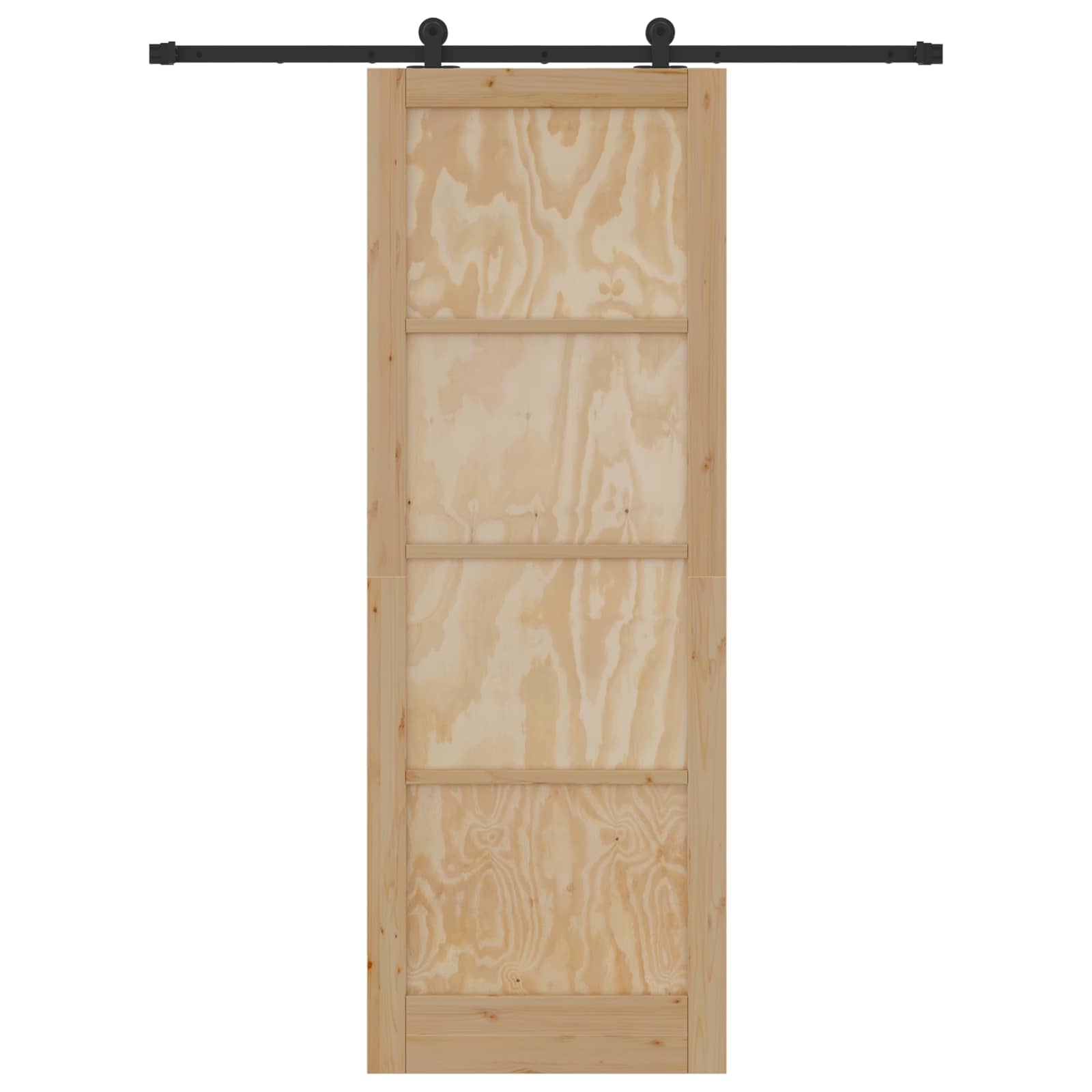 Porta Scorrevole Legno Pino Naturale e Nero 83 x 232 cm