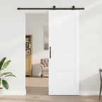 Porta Scorrevole Bianco e Nero 83 x 232 cm - Legno di Pino e Acciaio