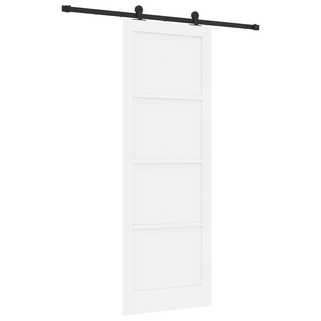 Porta Scorrevole Bianco e Nero 83 x 232 cm - Legno di Pino e Acciaio