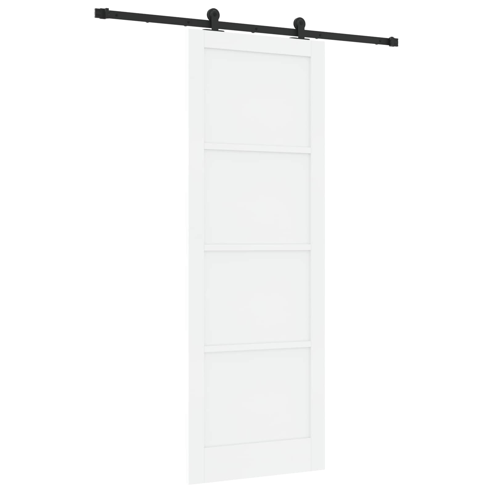 Porta Scorrevole Bianco e Nero 83 x 232 cm - Legno di Pino e Acciaio