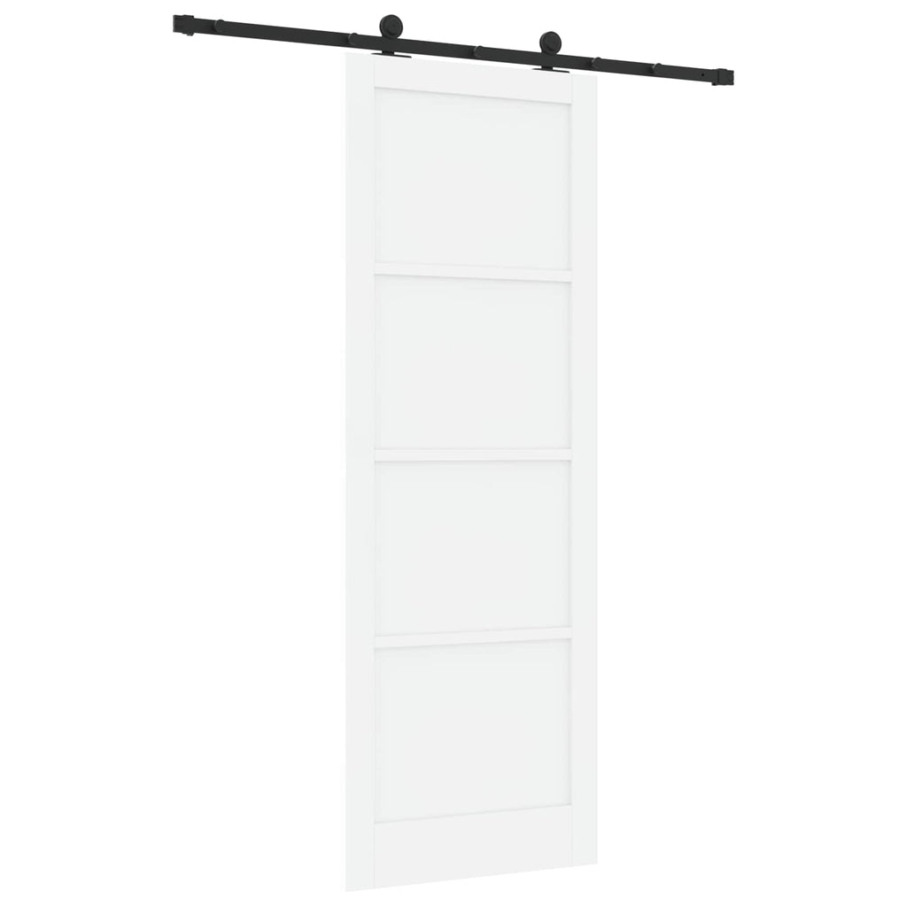 Porta Scorrevole Bianco e Nero 83 x 232 cm - Legno di Pino e Acciaio
