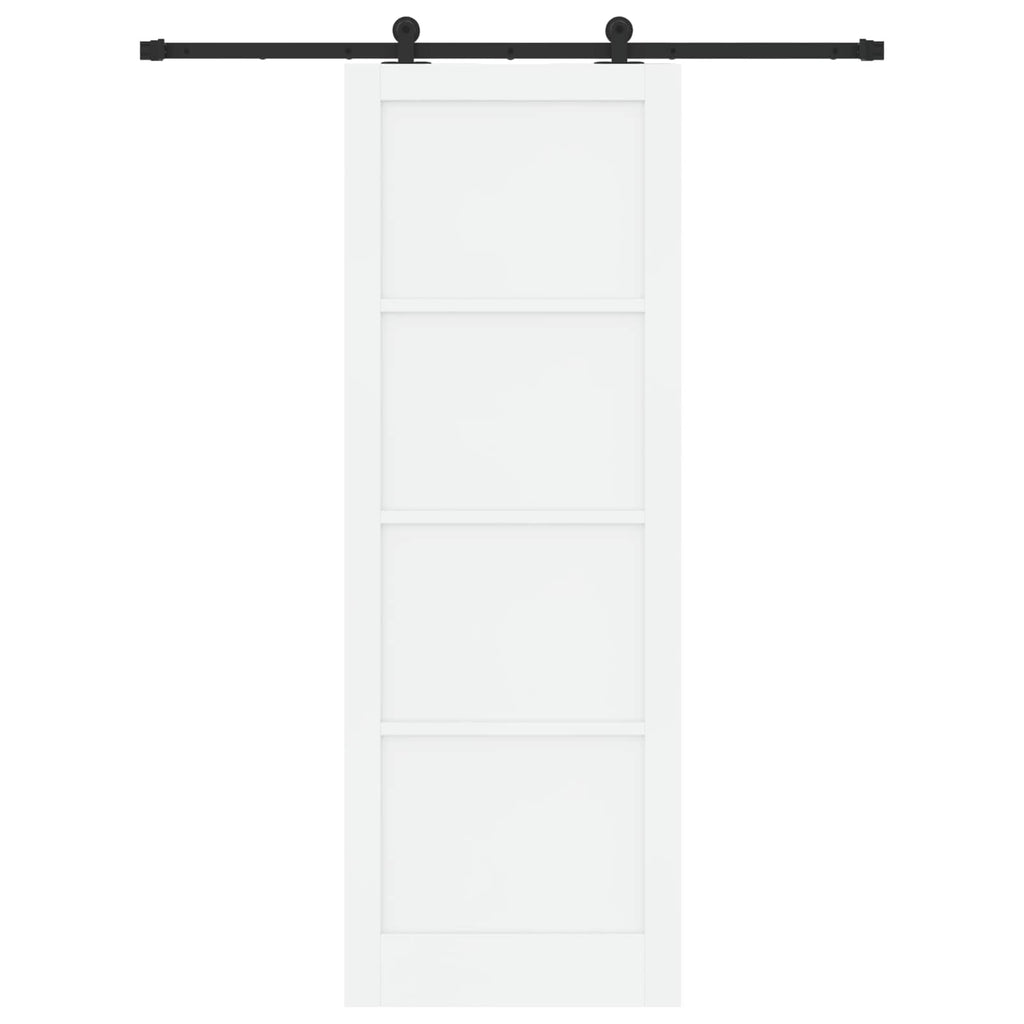 Porta Scorrevole Bianco e Nero 83 x 232 cm - Legno di Pino e Acciaio