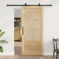 Porta scorrevole in legno di pino naturale e nero 86 x 198,5 cm