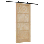 Porta scorrevole in legno di pino naturale e nero 86 x 198,5 cm