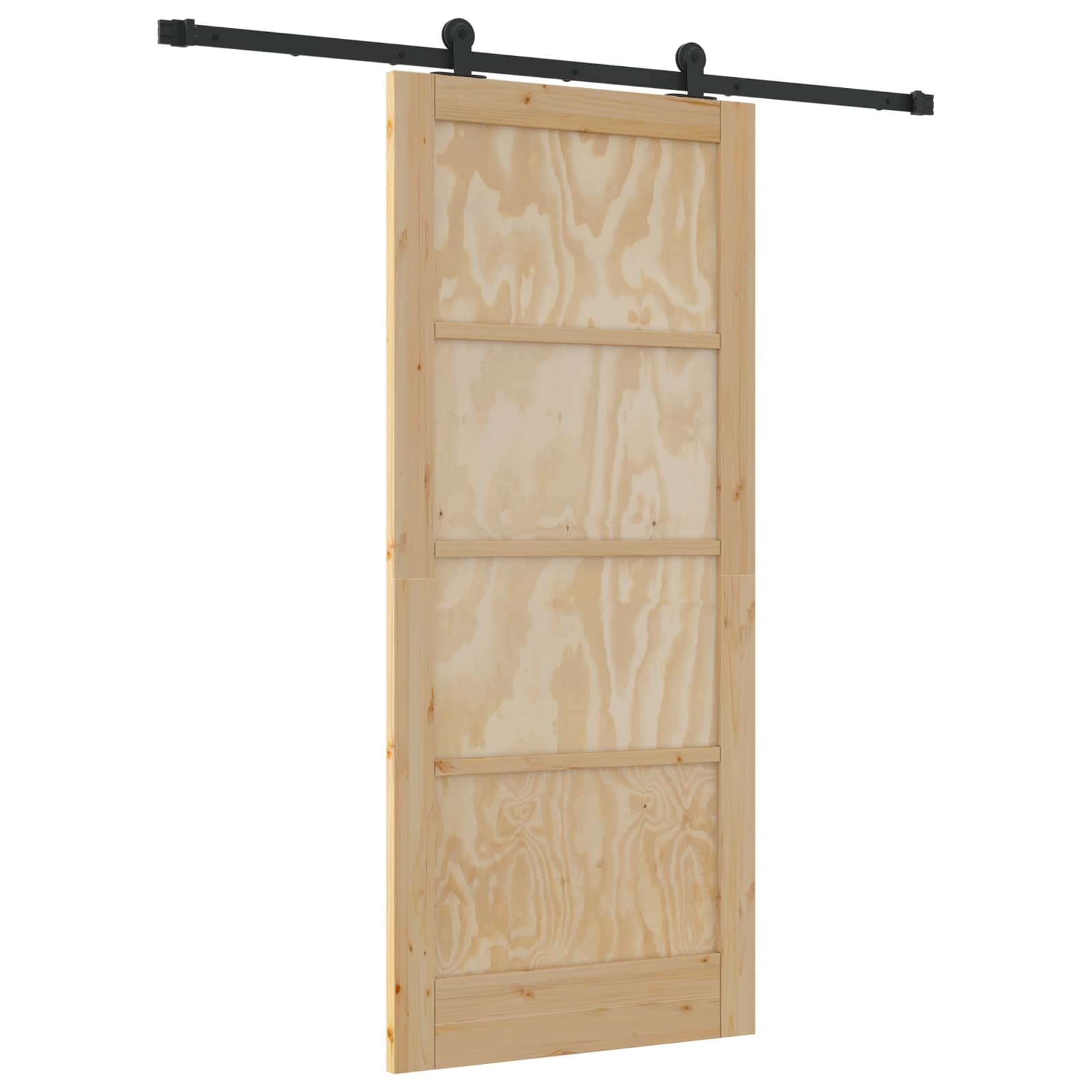 Porta scorrevole in legno di pino naturale e nero 86 x 198,5 cm