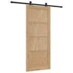 Porta scorrevole in legno di pino naturale e nero 86 x 198,5 cm