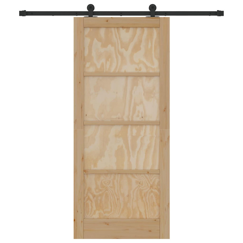 Porta scorrevole in legno di pino naturale e nero 86 x 198,5 cm