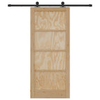 Porta scorrevole in legno di pino naturale e nero 86 x 198,5 cm