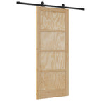 Porta scorrevole in legno di pino naturale e nero 86 x 211 cm