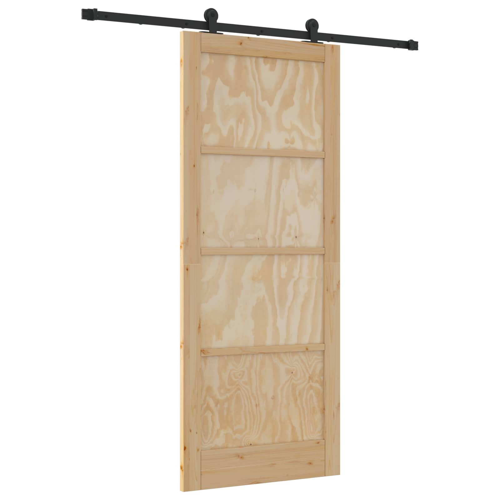 Porta scorrevole in legno di pino naturale e nero 86 x 211 cm