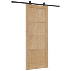 Porta scorrevole in legno di pino naturale e nero 86 x 211 cm