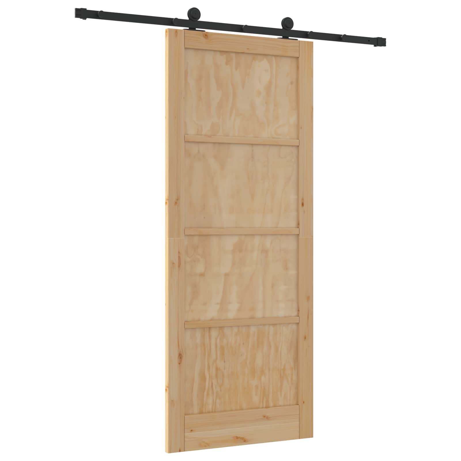 Porta scorrevole in legno di pino naturale e nero 86 x 211 cm