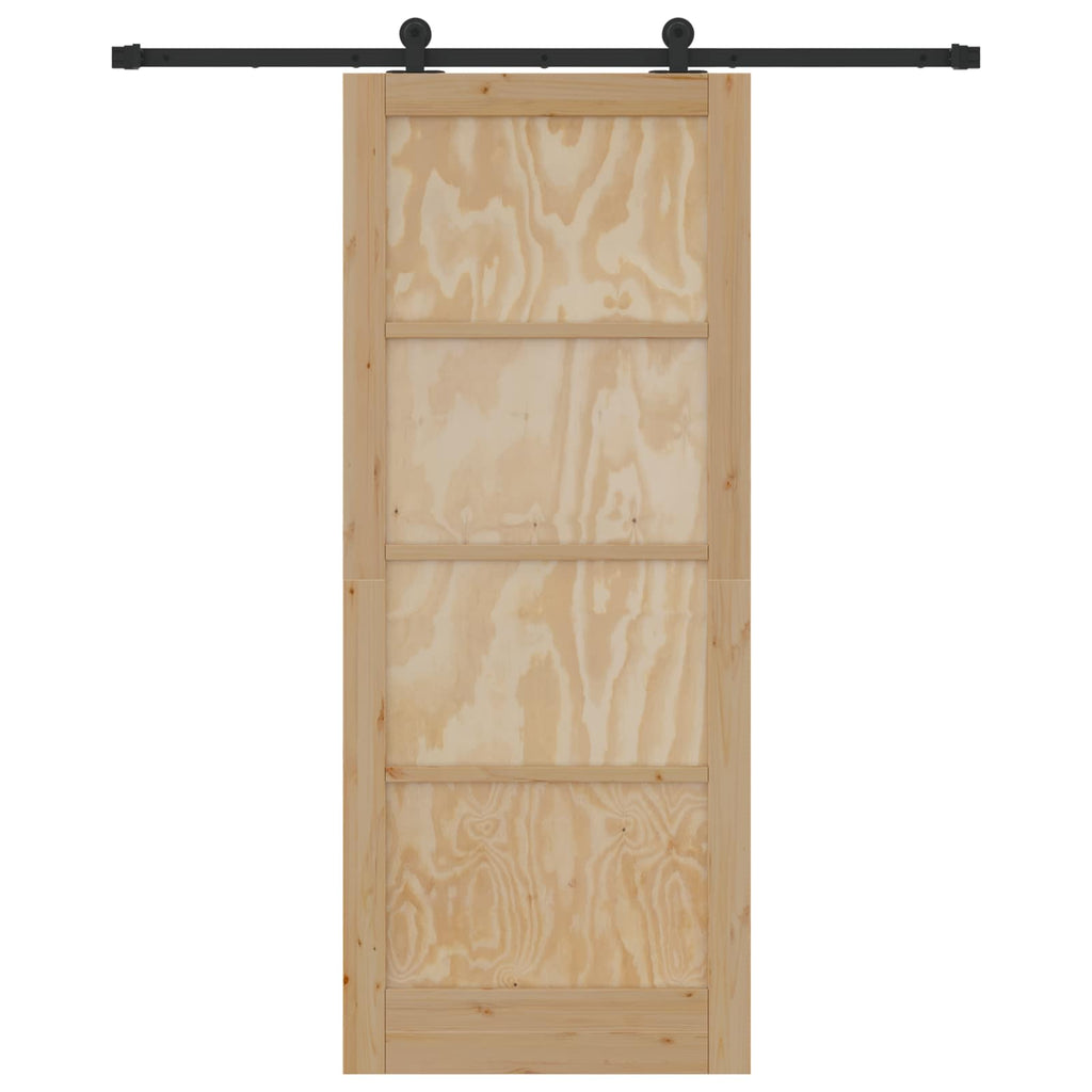 Porta scorrevole in legno di pino naturale e nero 86 x 211 cm