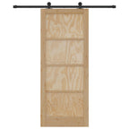 Porta scorrevole in legno di pino naturale e nero 86 x 211 cm