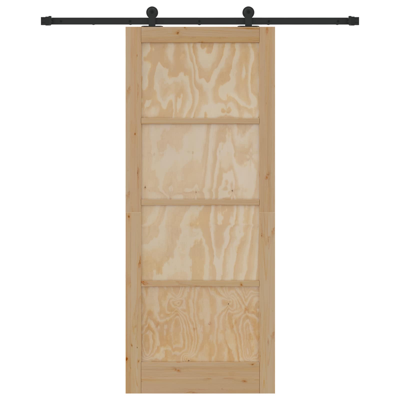 Porta scorrevole in legno di pino naturale e nero 86 x 211 cm