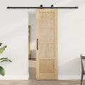 Porta scorrevole in legno di pino naturale e nero 61 x 198,5 cm