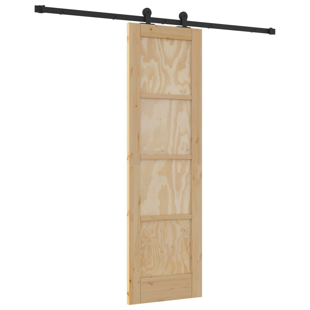 Porta scorrevole in legno di pino naturale e nero 61 x 198,5 cm