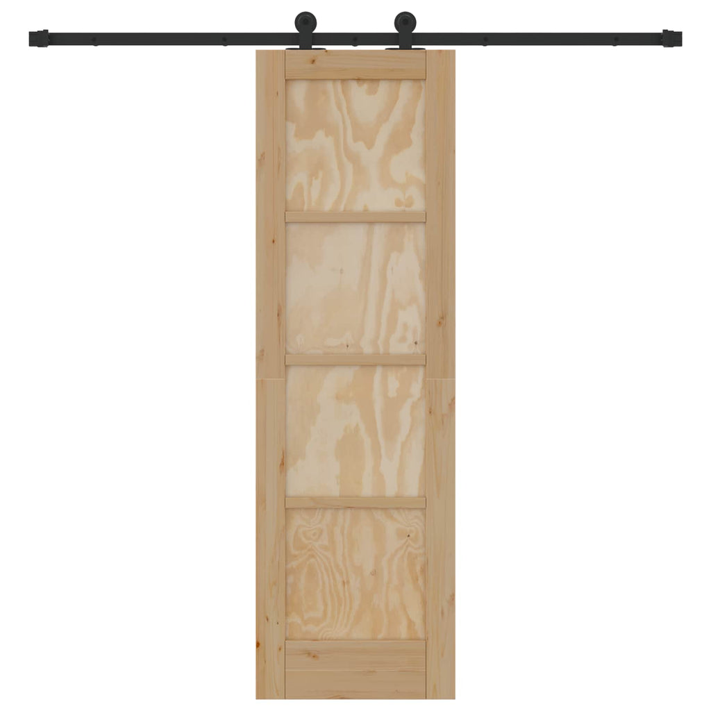 Porta scorrevole in legno di pino naturale e nero 61 x 198,5 cm