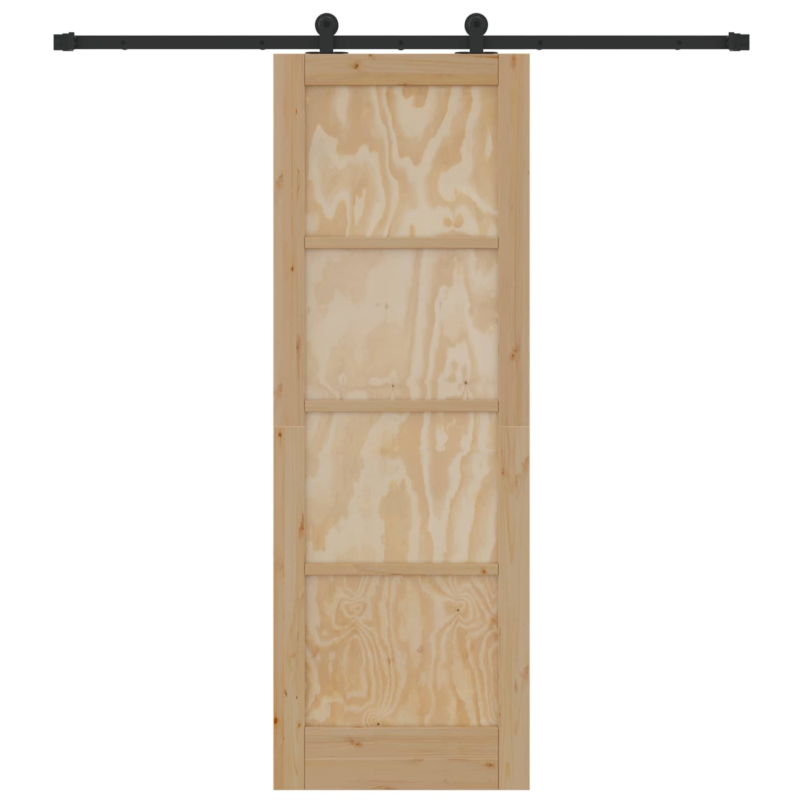 Porta scorrevole in legno di pino naturale e nero 73,5 x 211 cm
